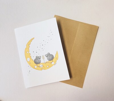Rat Butt Hand Painted Greeting Card Blank - Year of the Rat Lunar Gold Foil Cards - image2